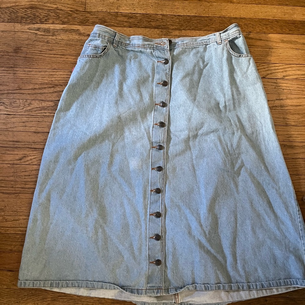 Plus Size Denim Midi Skirt